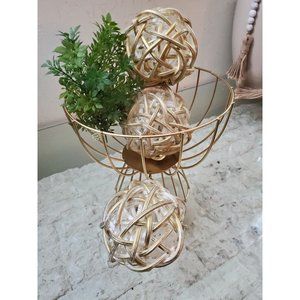 Interior Designs Center Piece: Metal Basket with Elegant Decor